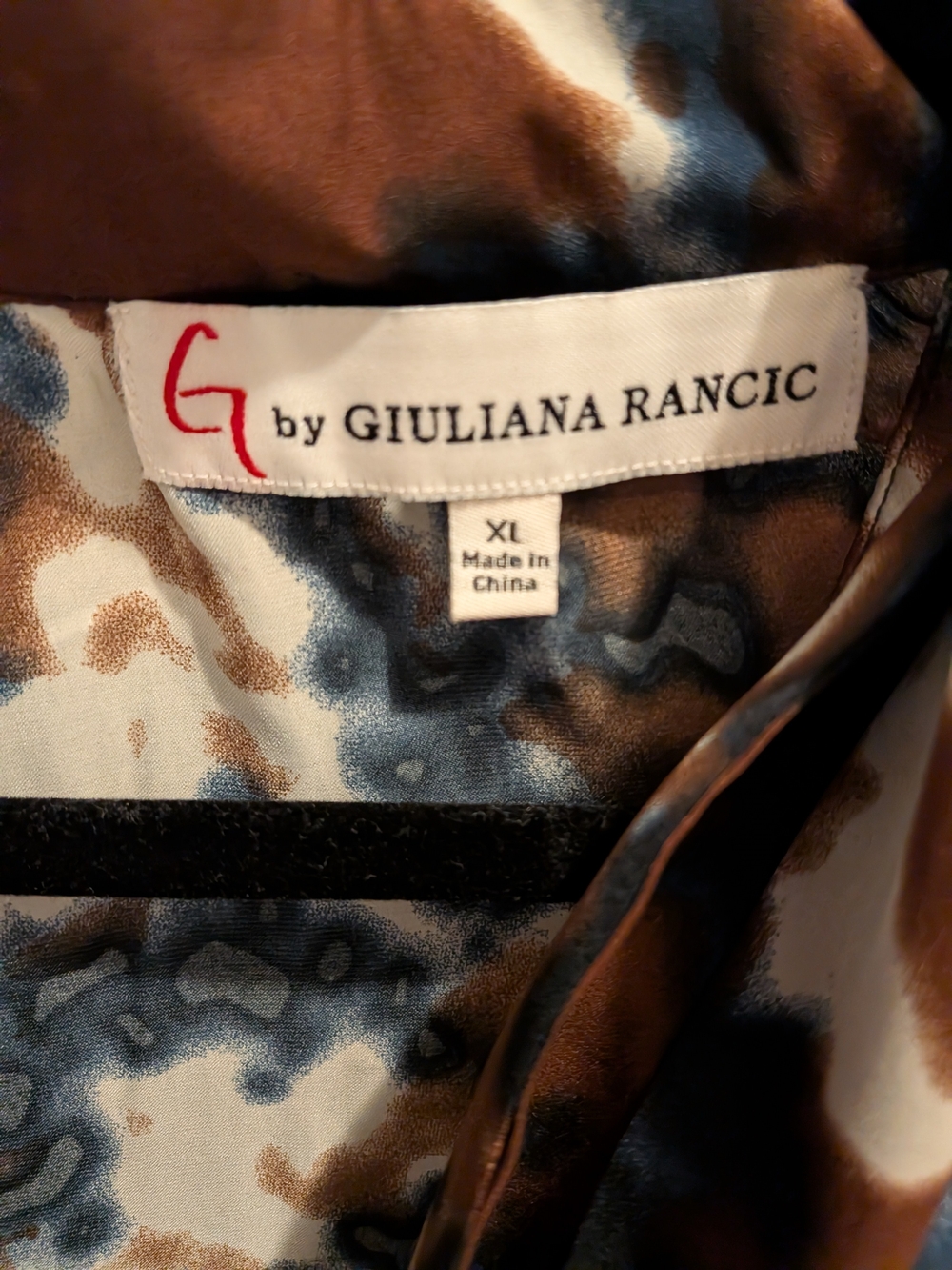 G by Giuliana Brown and Teal Abstract Print Blouse - Picture 2 of 11